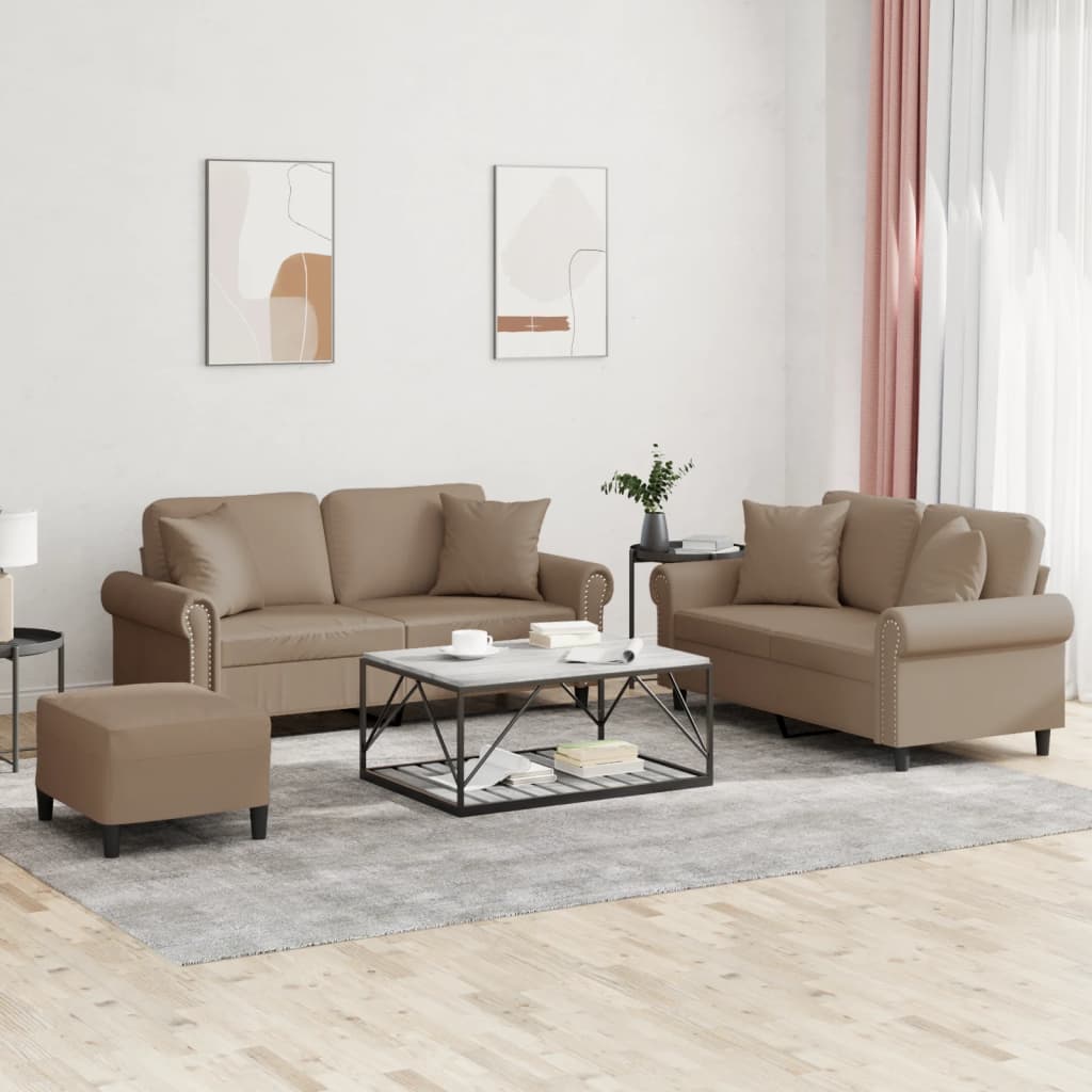 3-Delige Loungeset Met Kussens Kunstleer