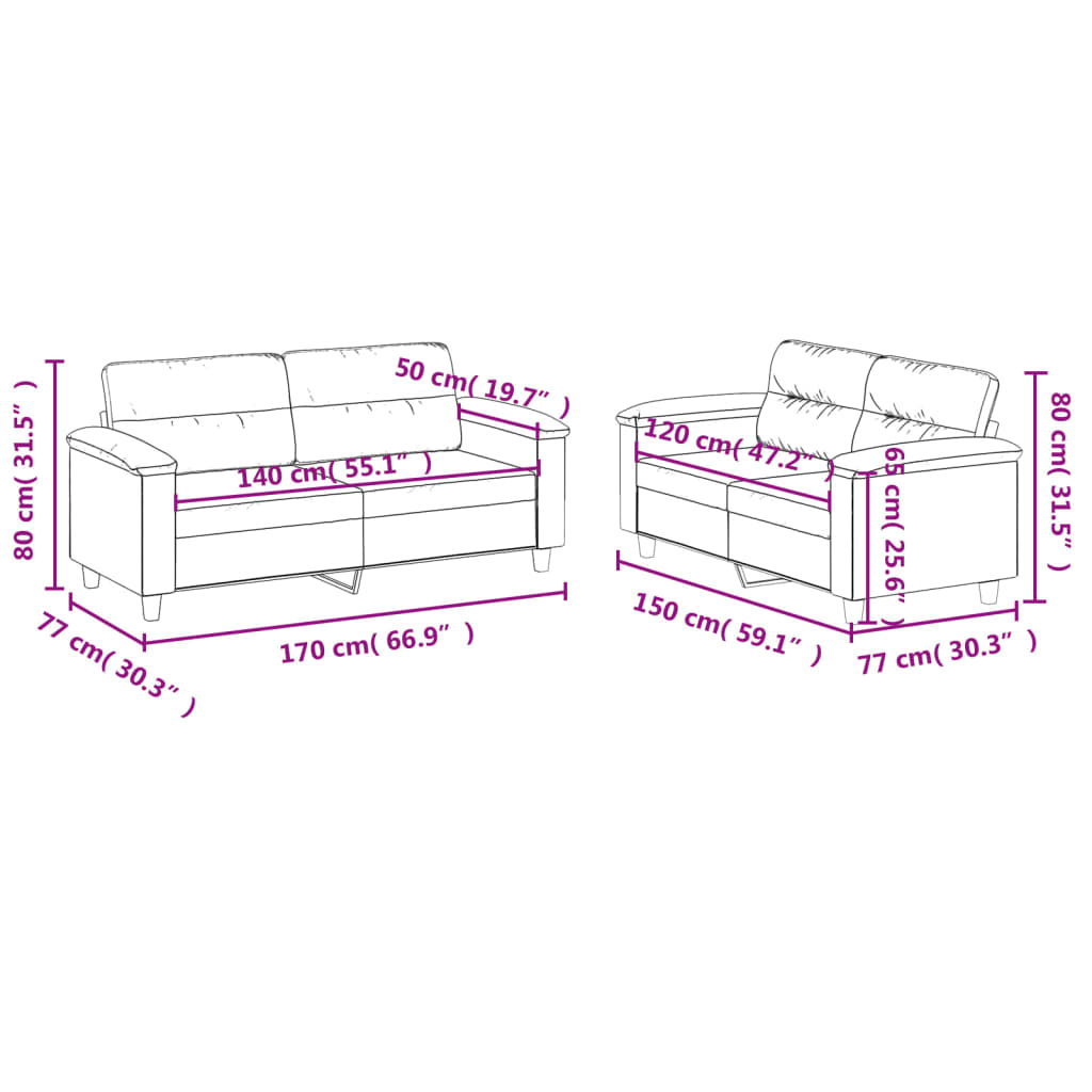 2-delige Loungeset met kussens kunstleer grijs Grijs met kussens