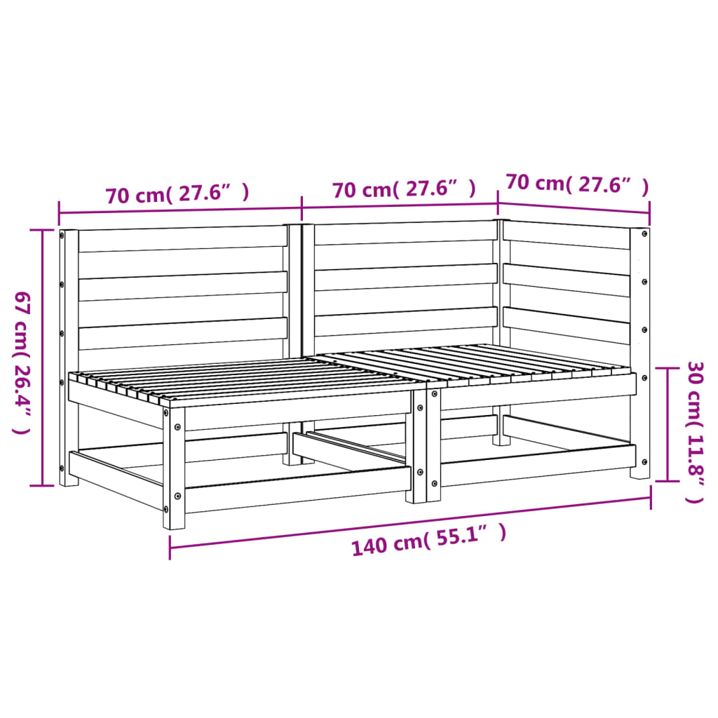 Tuinbank 2-Zits Massief Grenenhout Wit Wit grenenhout corner + chair