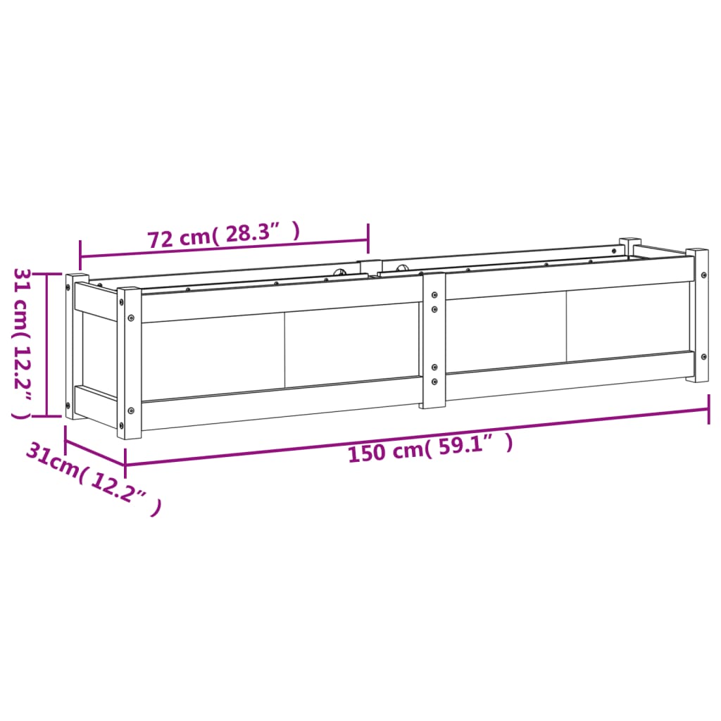 Plantenbak 150X31X31 Cm Massief Douglashout