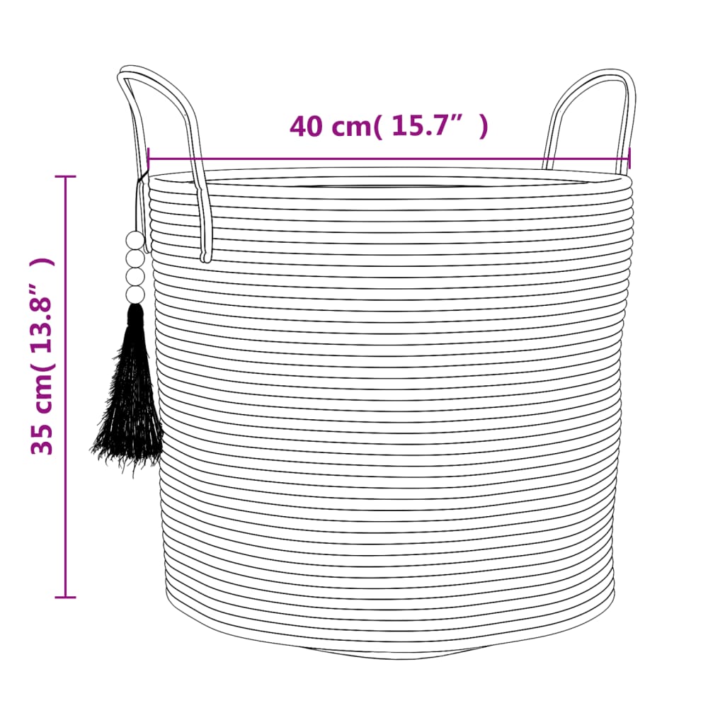 Opbergmand Ø 40X35 Cm Katoen Bruin En Wit