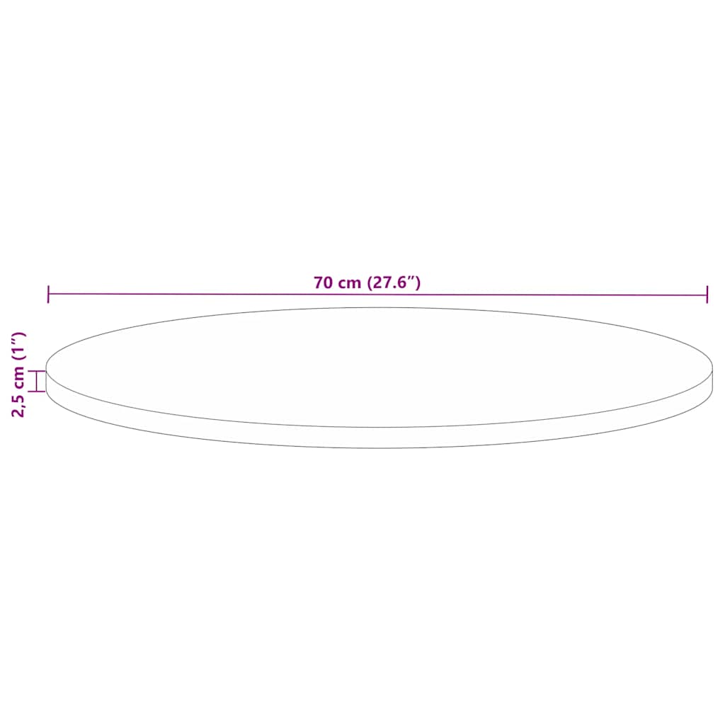 Tafelblad rond Ø 70x2,5 cm massief gerecycled hout