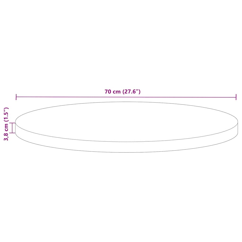 Tafelblad rond Ø 70x3,8 cm massief gerecycled hout
