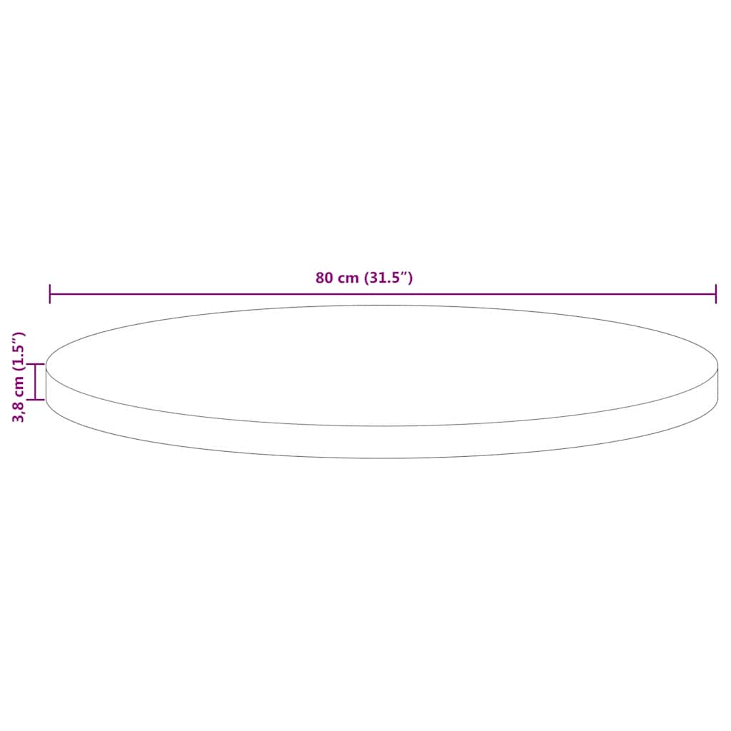 Tafelblad rond Ø 80x3,8 cm massief gerecycled hout