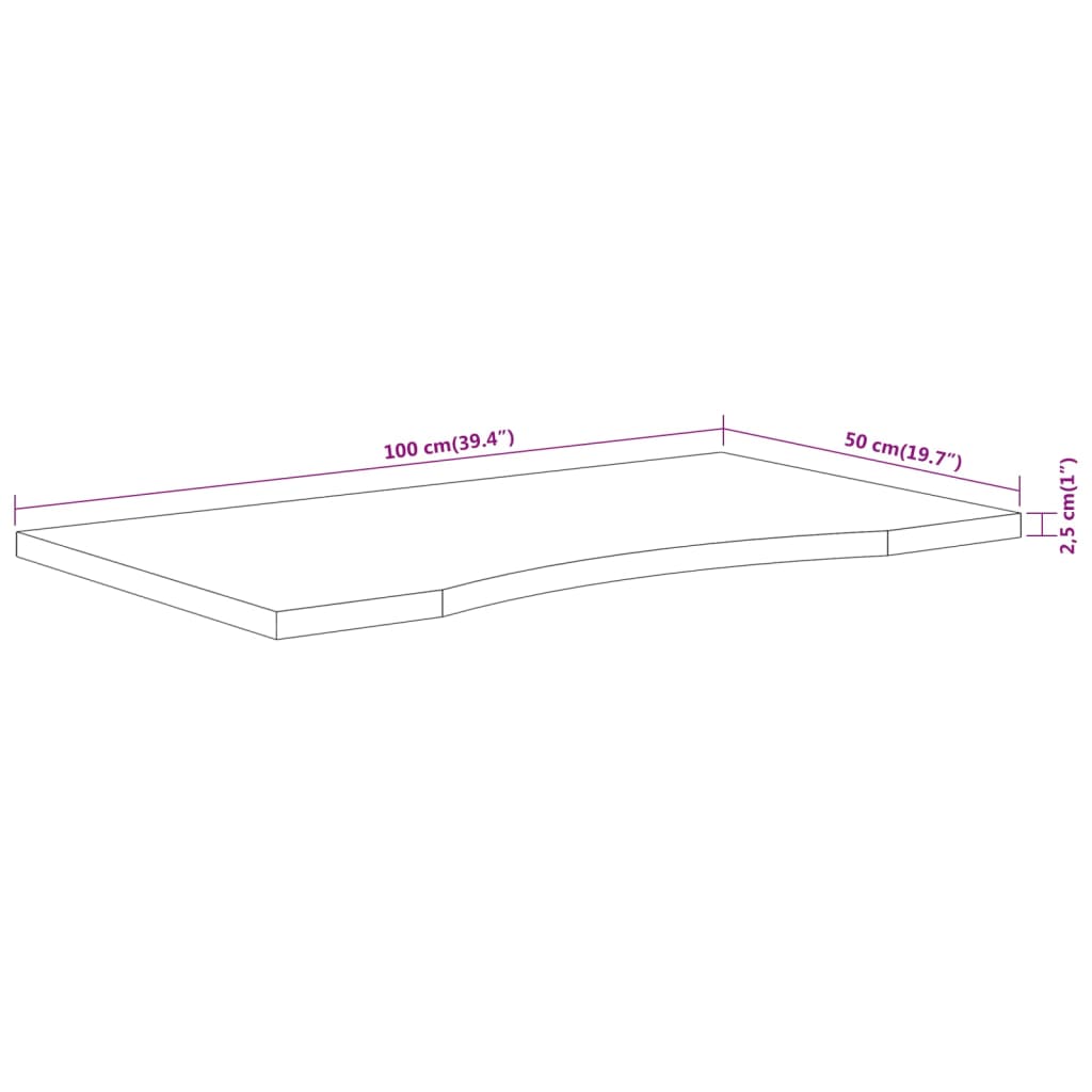 Bureaublad Rechthoekig 100X50X2,5 Cm Massief Acaciahout