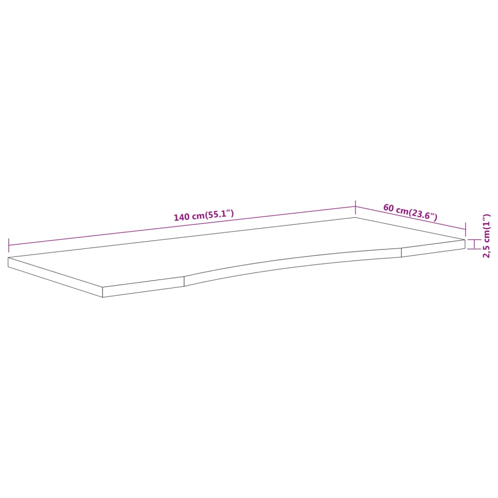 Bureaublad rechthoekig 140x60x2,5 cm massief acaciahout