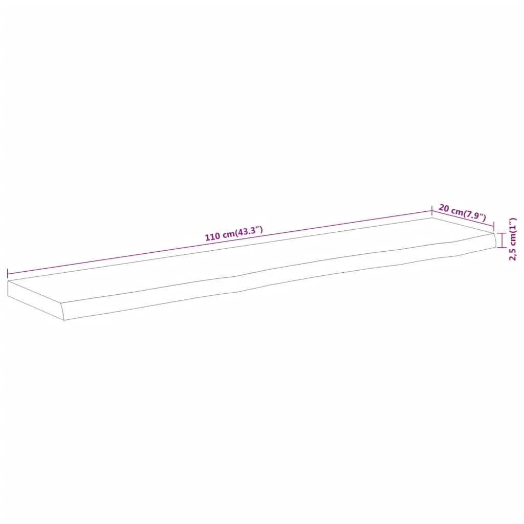 Wandschap Rechthoekig Natuurlijke Rand 110X20X2,5 Cm Acaciahout Naturel