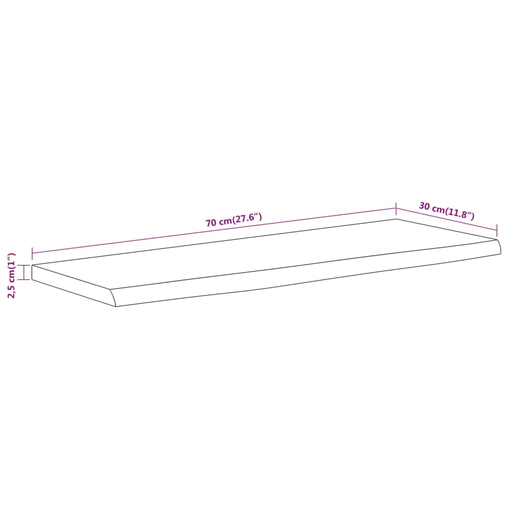 Wandschap Rechthoekig Natuurlijke Rand 70X30X2,5 Cm Acaciahout