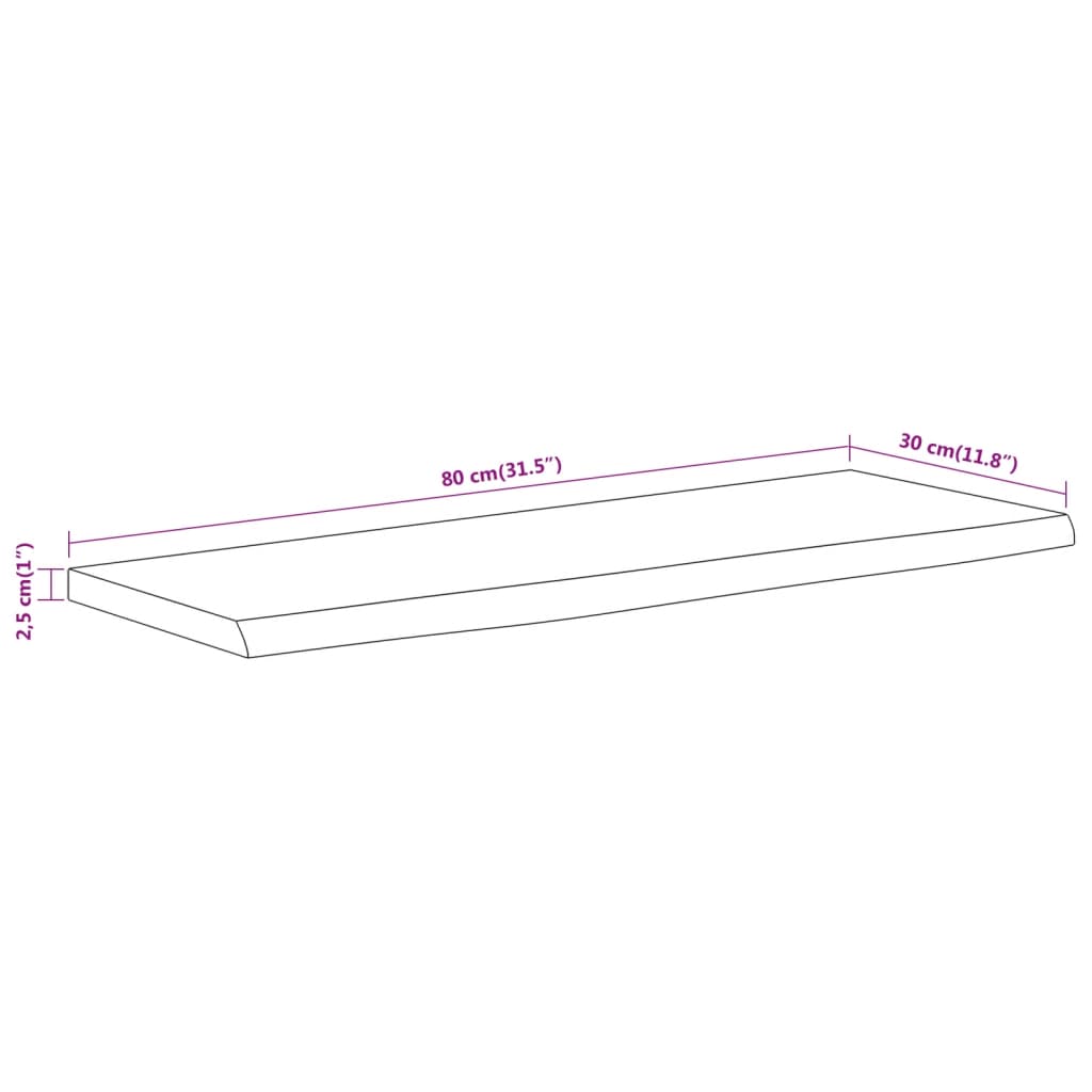 Wandschap Rechthoekig Natuurlijke Rand 80X30X2,5 Cm Acaciahout