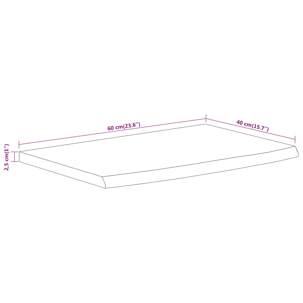 Wandschap Rechthoekig Natuurlijke Rand 60X40X2,5 Cm Acaciahout