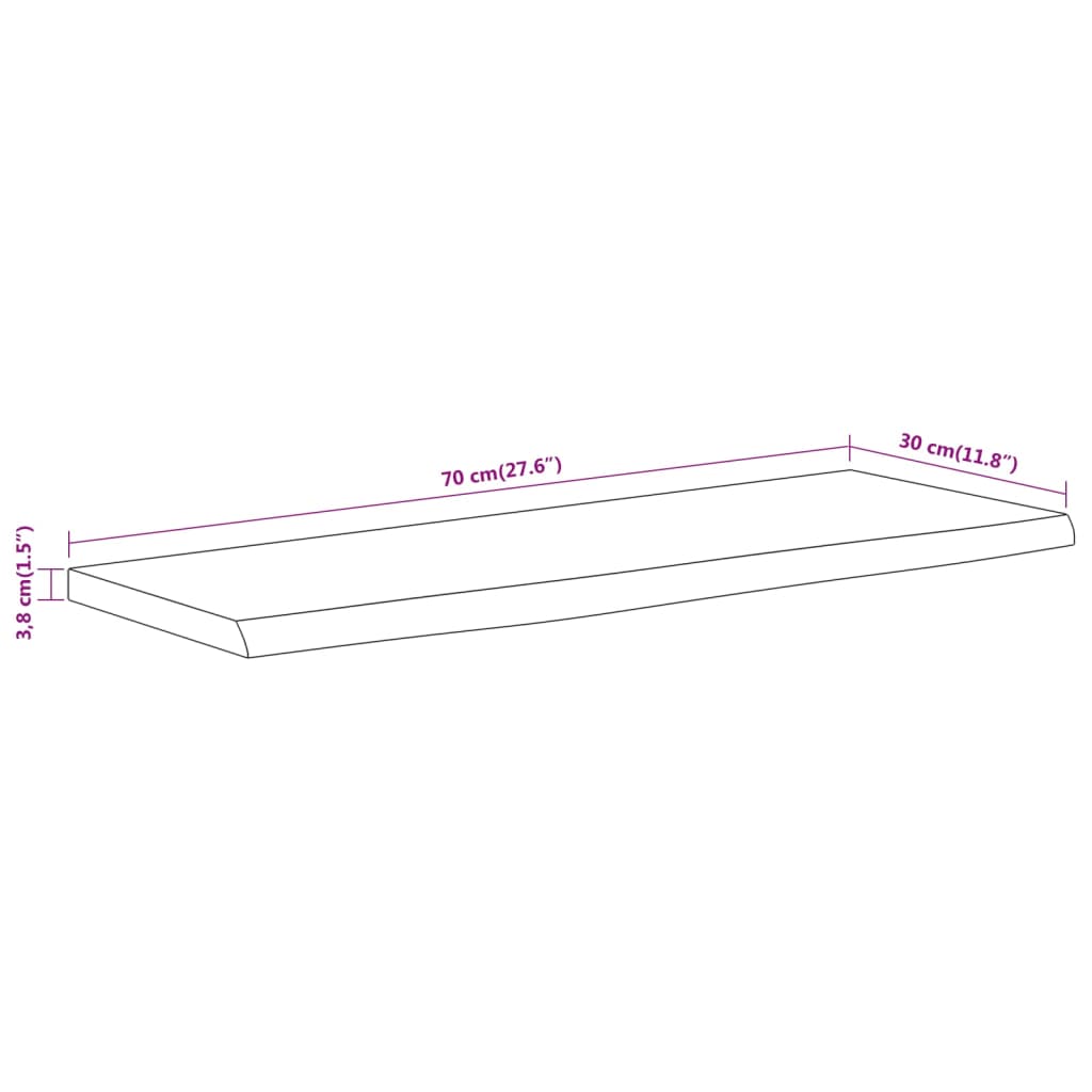Wandschap Rechthoekig Natuurlijke Rand 70X30X3,8 Cm Acaciahout