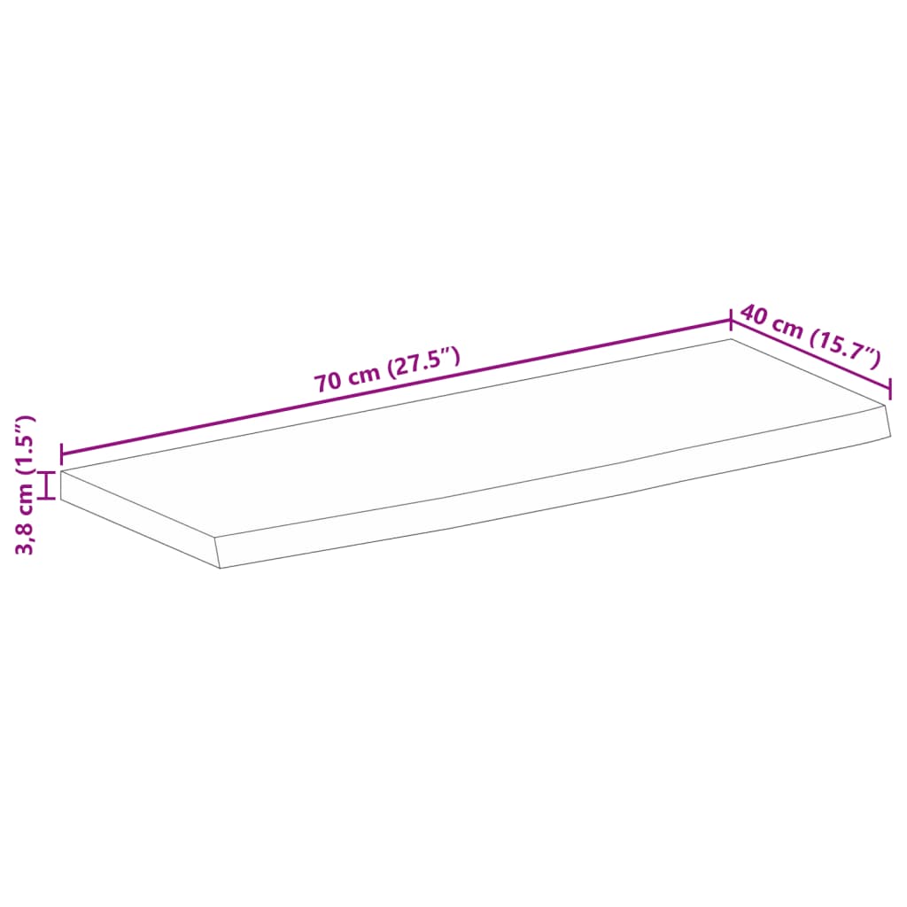 Tafelblad Met Natuurlijke Rand 70X40X3,8 Cm Naturel 70 x 40 x 3.8 cm