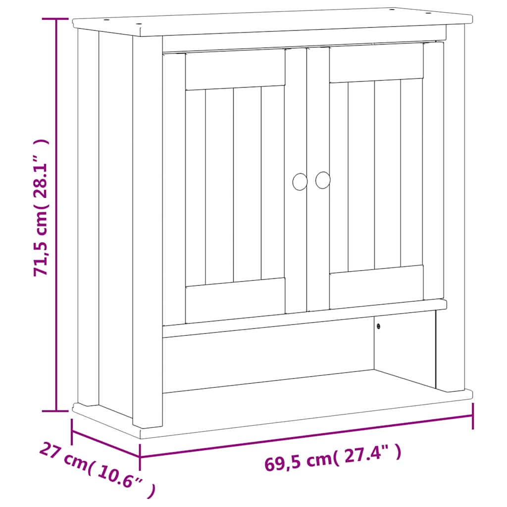 Badkamerkast Berg 69,5X27X71,5 Cm Massief Grenenhout Zwart 69.5 x 27 x 71.5 cm