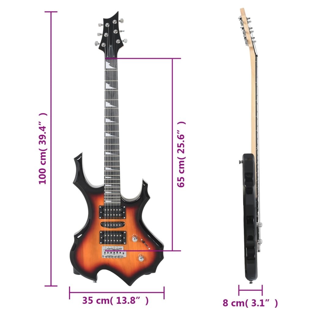 Gitaar Voor Beginners Elektrisch Met Tas 4/4 39" 100 x 35 cm Bruin en zwart