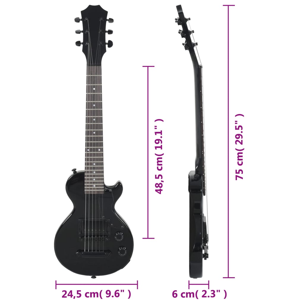 Gitaar Voor Beginners Elektrisch Met Tas 3/4 30" Zwart