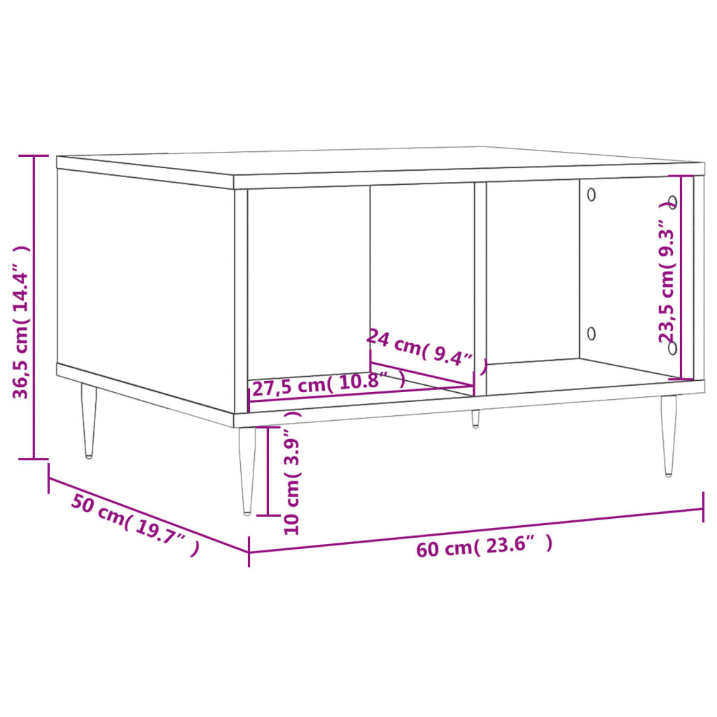 Salontafel 60X50X36,5 Cm Bewerkt Hout Betongrijs