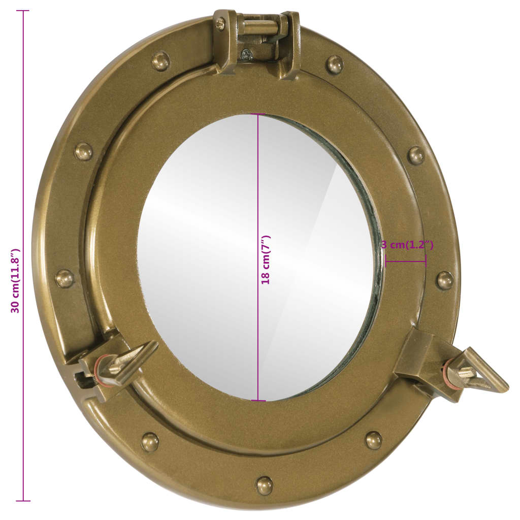 Wandspiegel Patrijspoort Ø30 Cm Aluminium En Glas