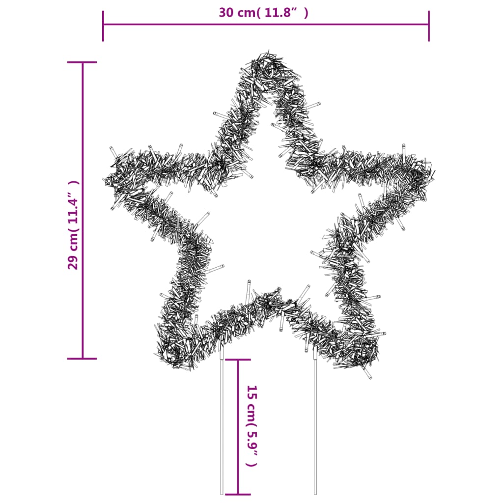 Kerstverlichting Ster 3 St Met Grondpinnen 50 Led's 29 Cm