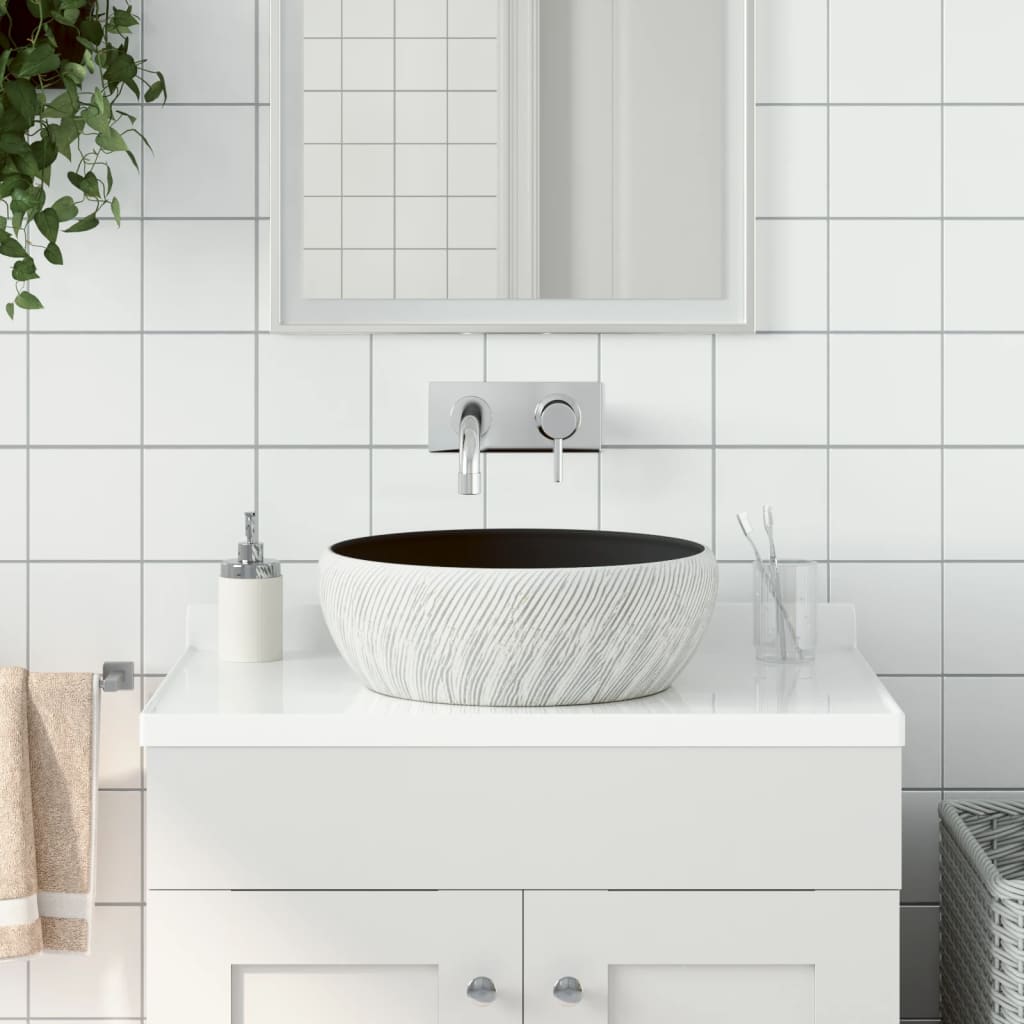 Opzetwasbak Rond Φ41X14 Cm Keramiek Zwart En Blauw