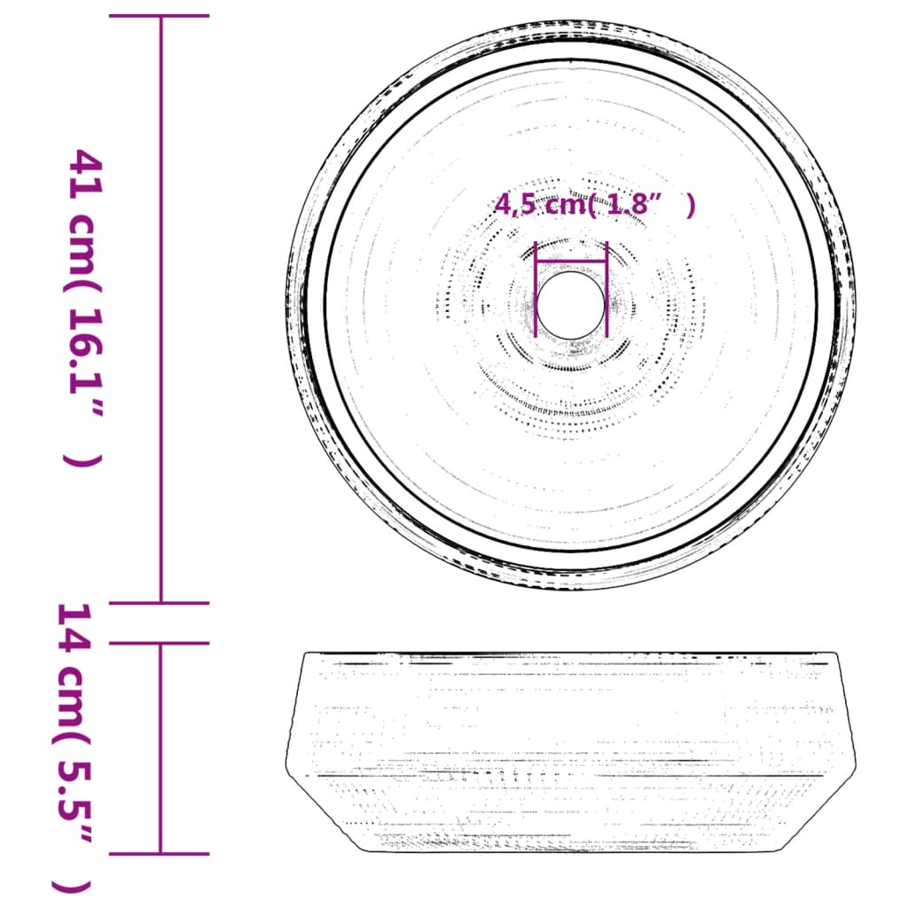 Opzetwasbak Rond Φ41X14 Cm Keramiek Grijs