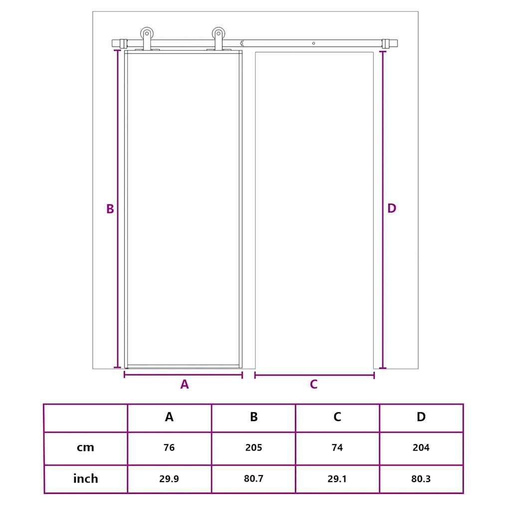 Schuifdeur Helder Esg-Glas En Aluminium Kleurig Goud 76 x 205 cm