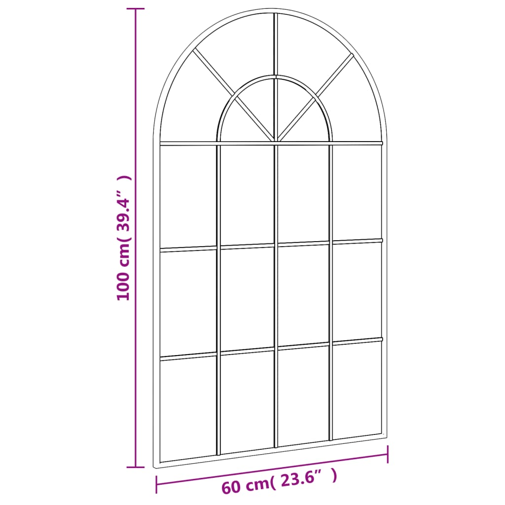 Wandspiegel Boog Ijzer Zwart 60 x 100 cm