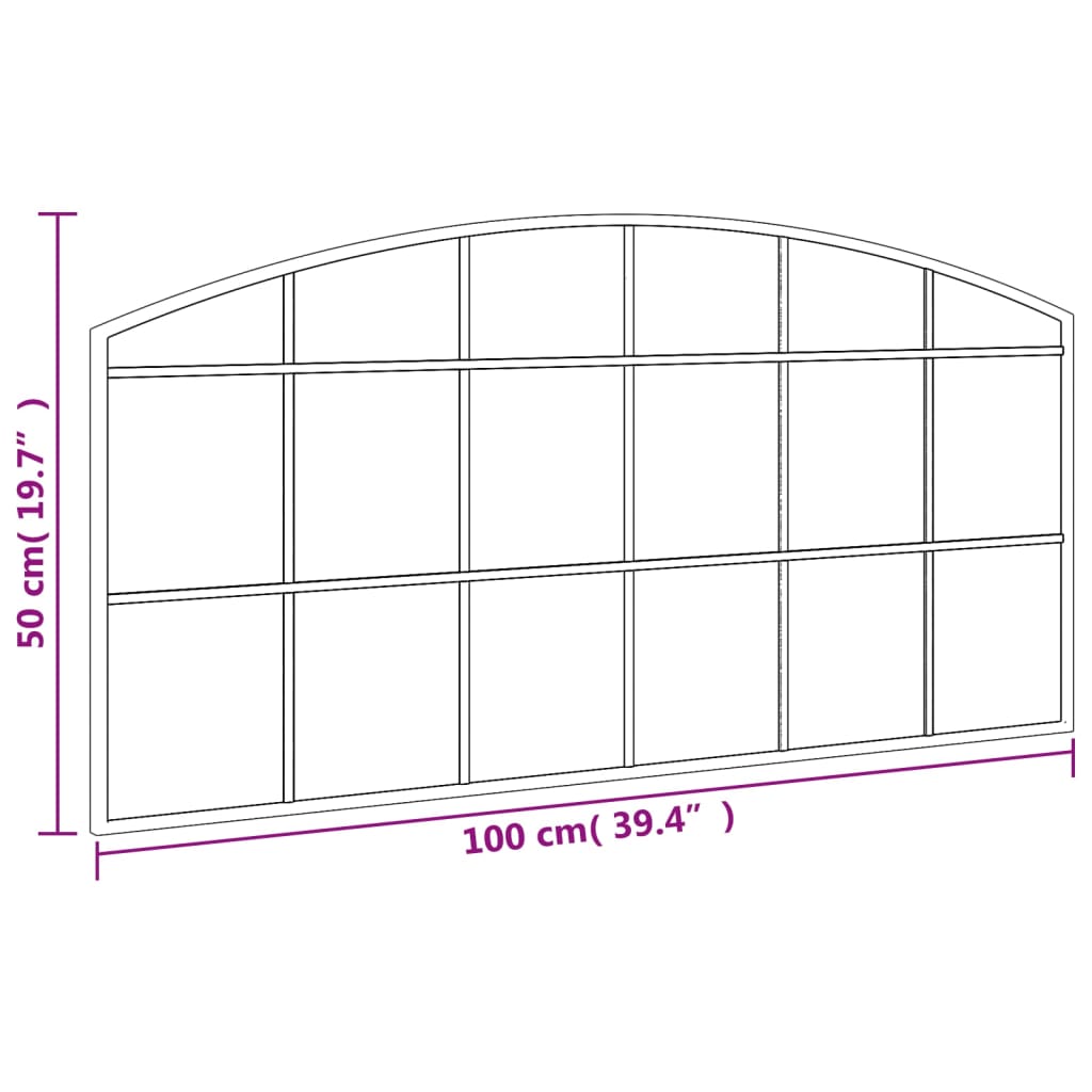 Wandspiegel Boog Ijzer Zwart 100 x 50 cm