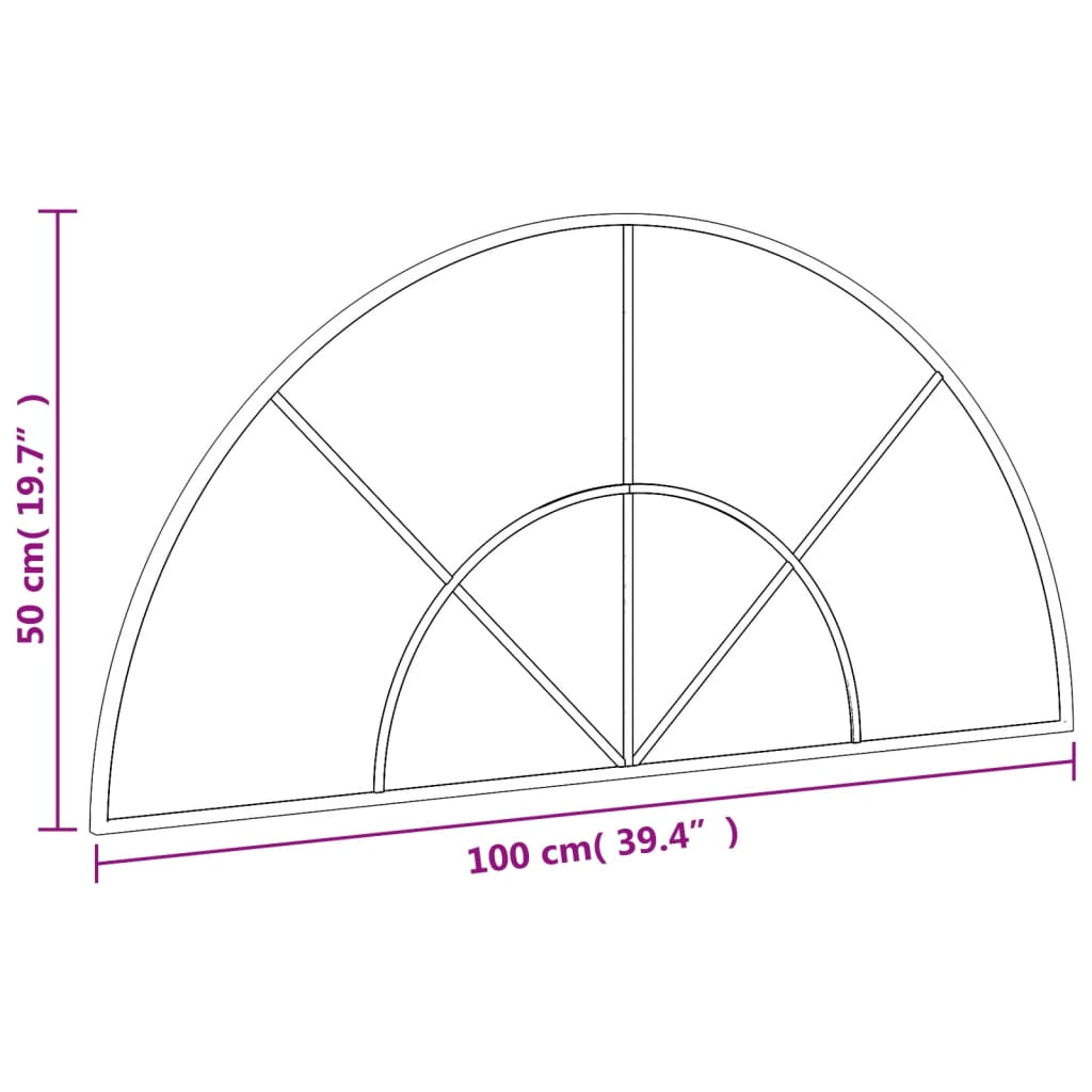 Wandspiegel Boog 100X50 Cm Ijzer Zwart