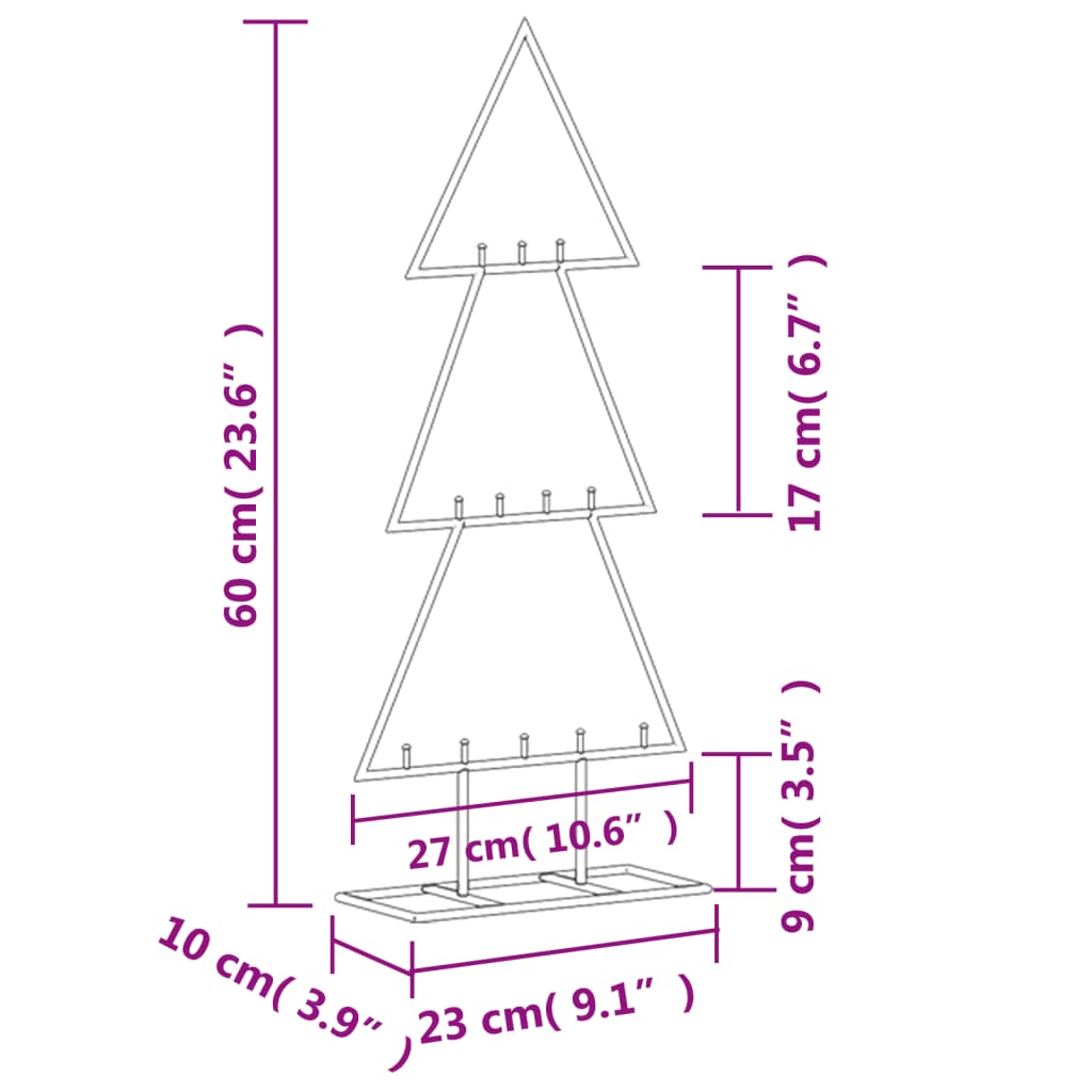 Kerstdecoratie Kerstboom 60 Cm Metaal Zwart