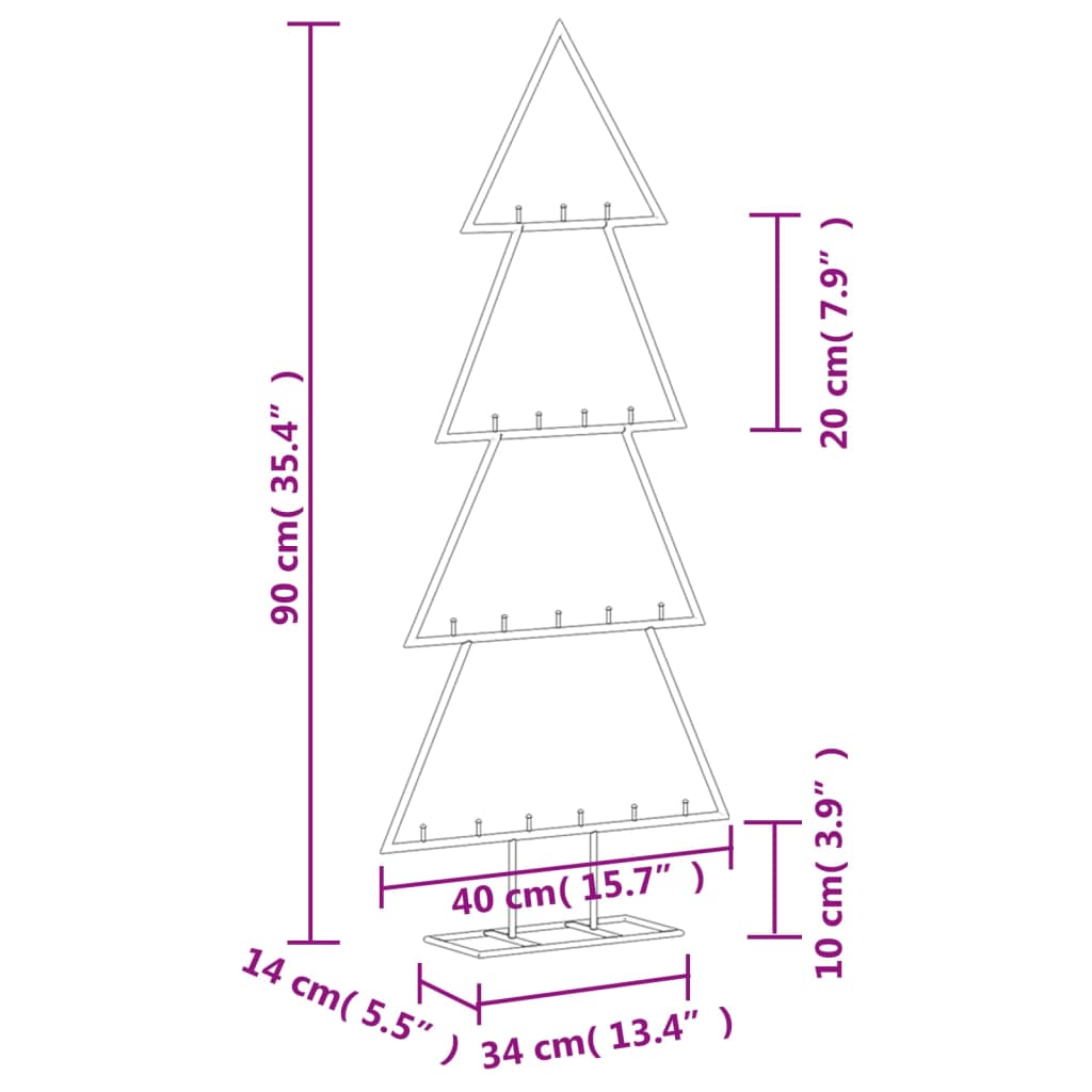 Kerstdecoratie Kerstboom 90 Cm Metaal Zwart 1