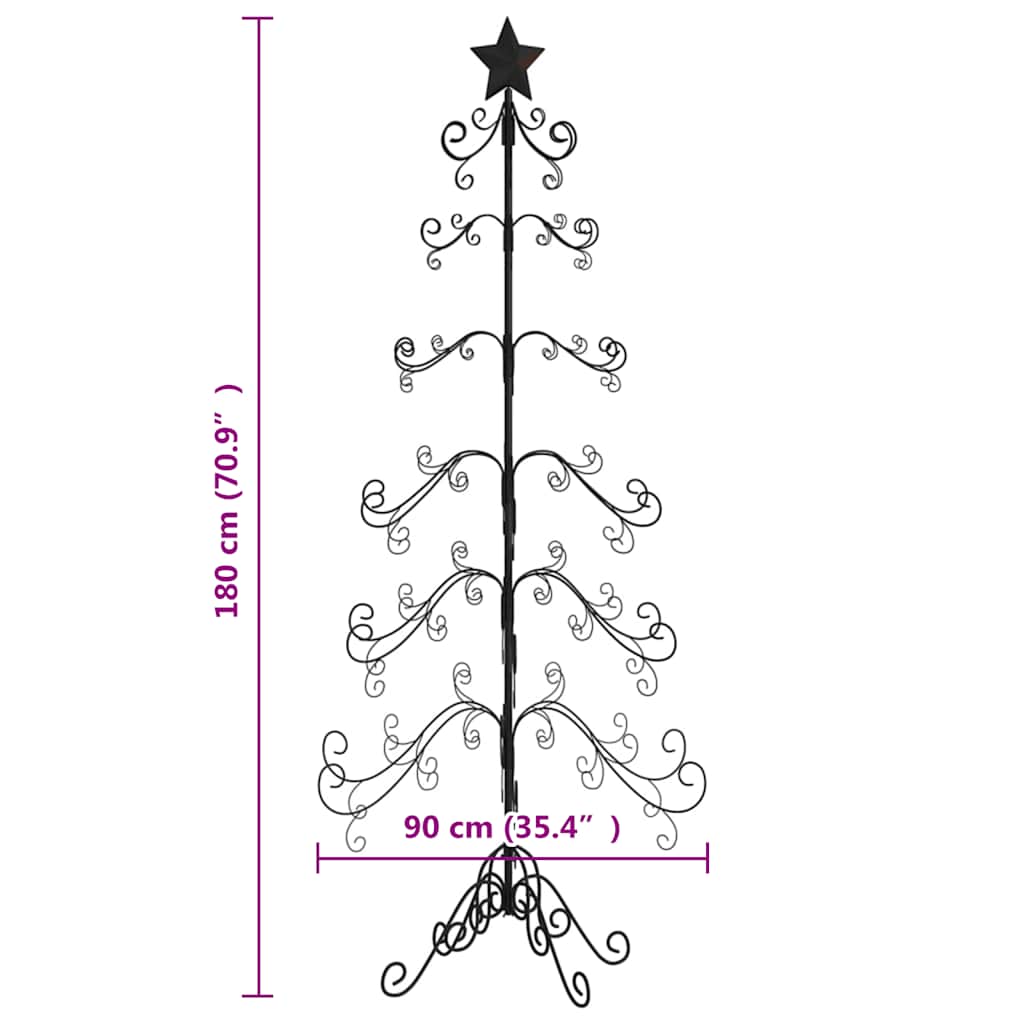 Kerstdecoratie kerstboom 180 cm metaal zwart