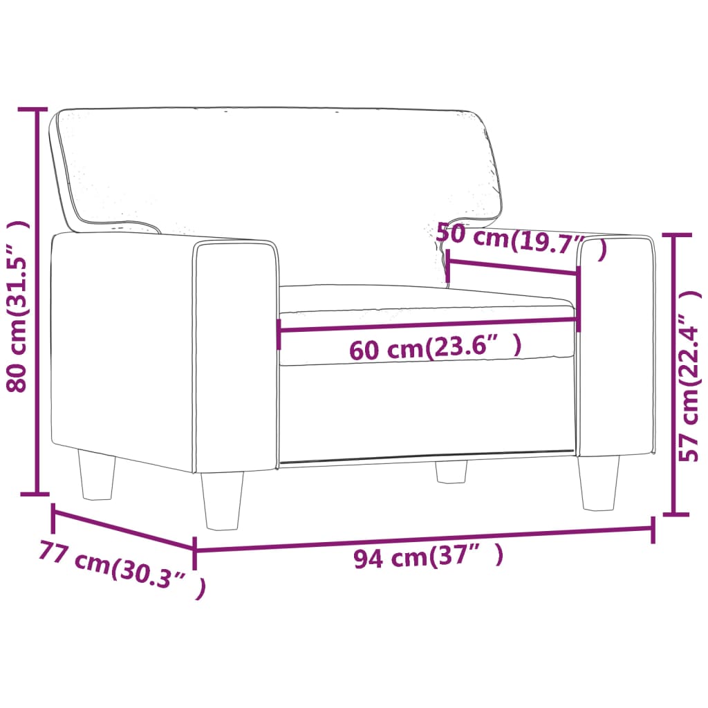 Fauteuil 60 cm kunstleer cappuccinokleurig 60 cm Cappuccino