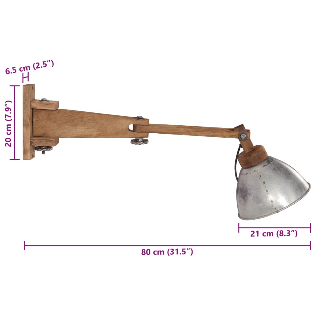 Wandlamp 25 W E27 vintage zilverkleurig