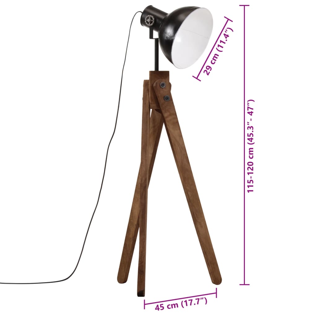 Vloerlamp 25 W E27 45x45x120 cm zwart
