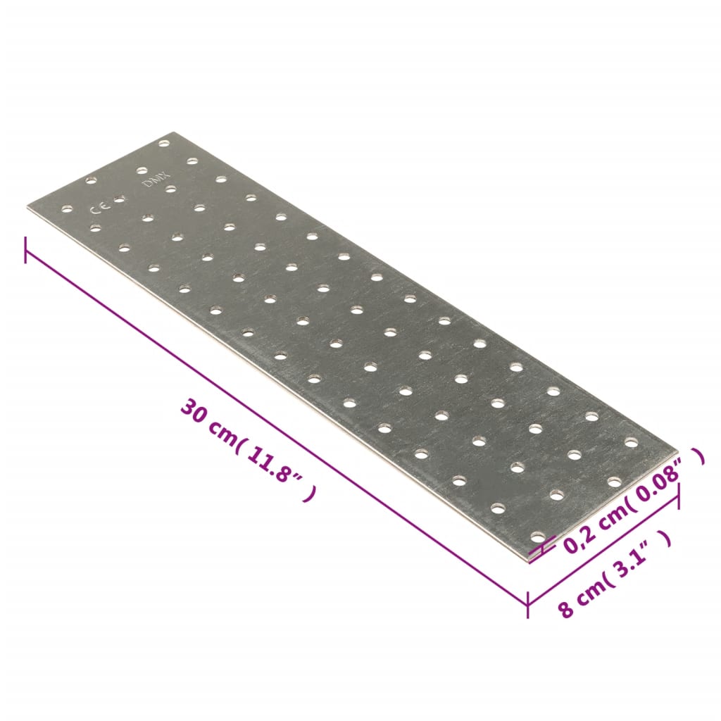Platen geperforeerd 40 st 2 mm 300x80 mm gegalvaniseerd staal 300 x 80 mm