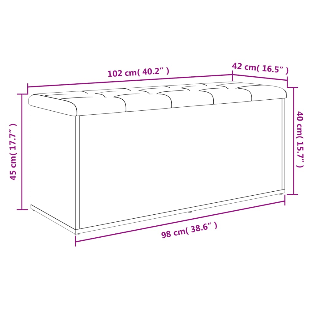 Opbergbankje Bewerkt Hout 102 x 42 x 45 cm Wit