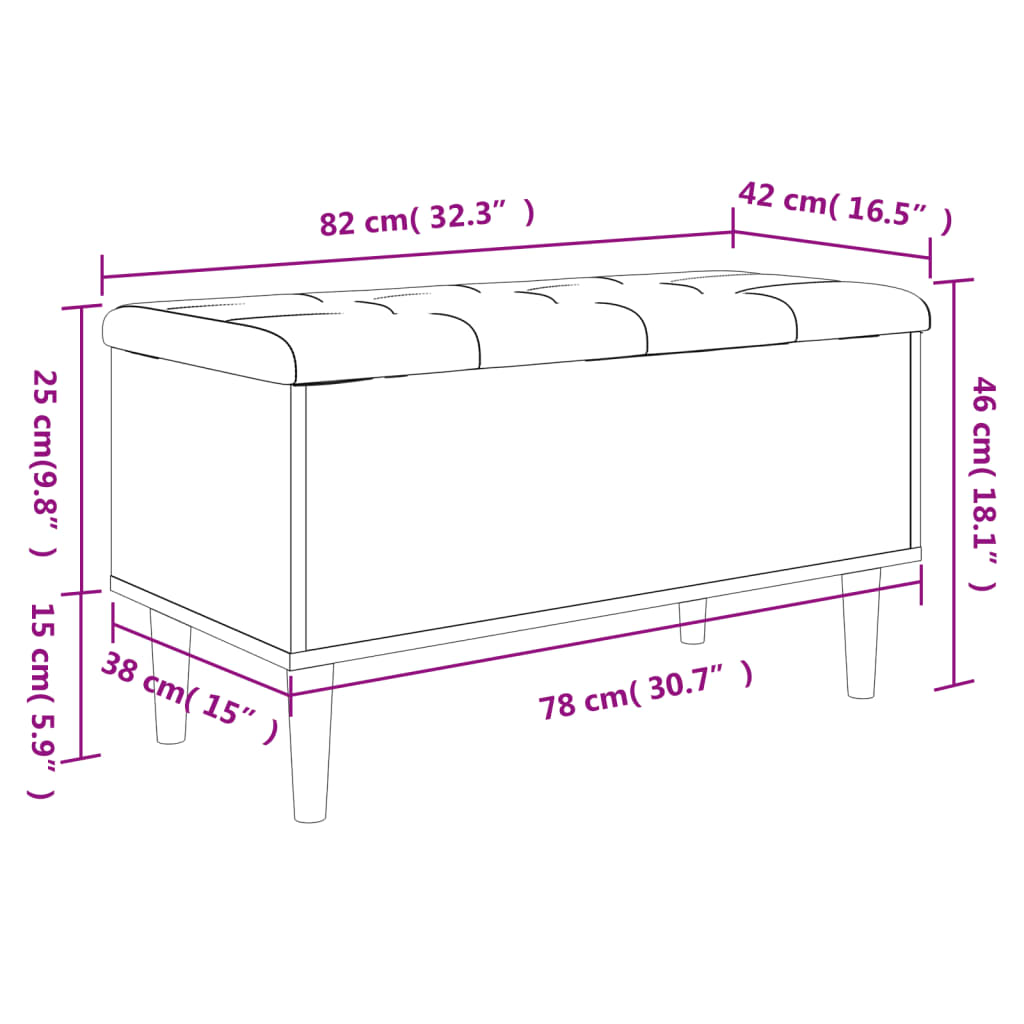 Opbergbankje Bewerkt Hout 82 x 42 x 46 cm Wit