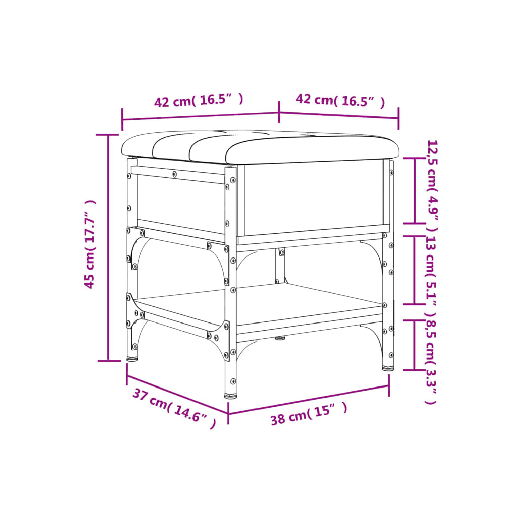 Schoenenbank Bewerkt Hout Bruineikenkleurig 42 x 42 x 45 cm bruin eikenkleur