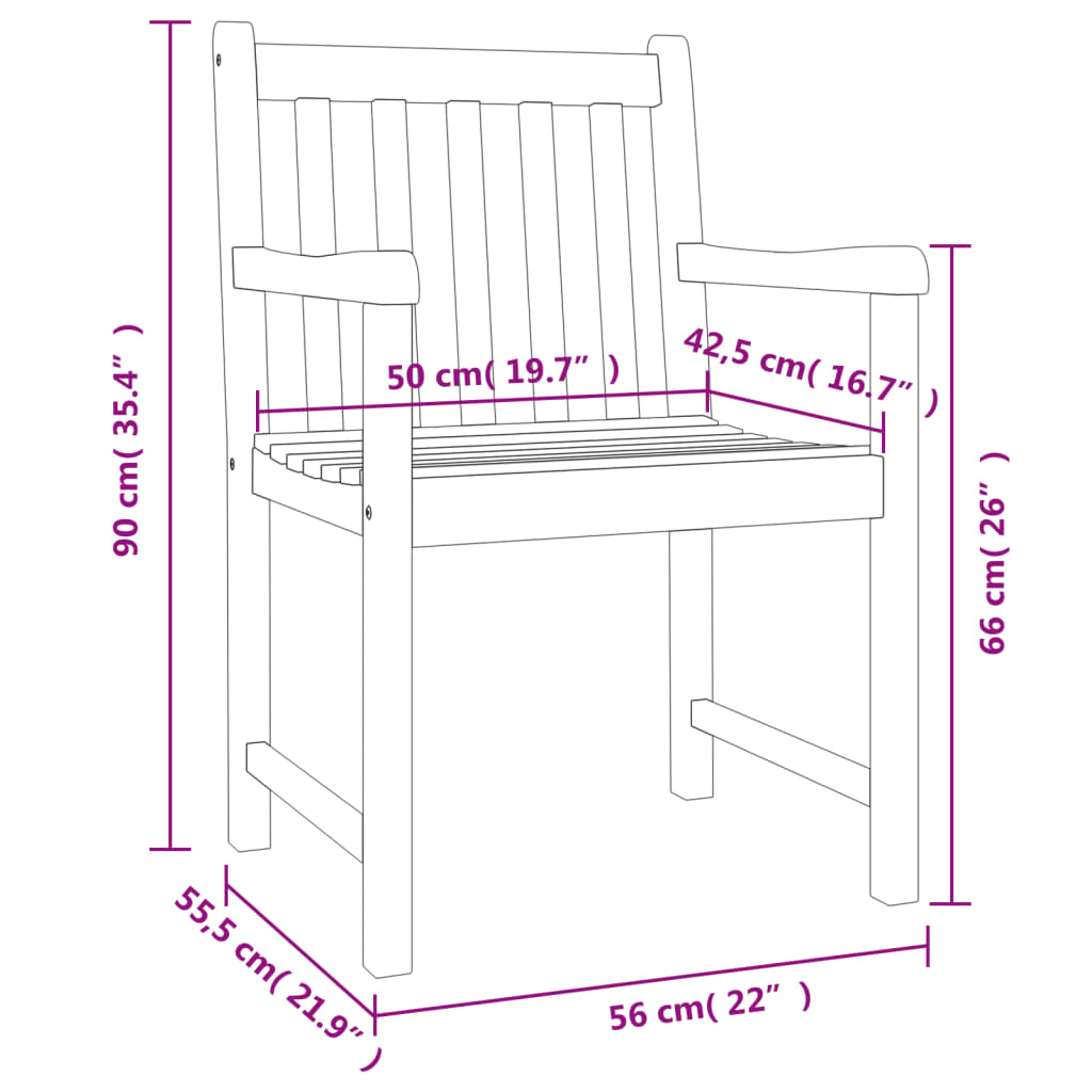 Tuinstoelen 56X55,5X90 Cm Massief Acaciahout 4