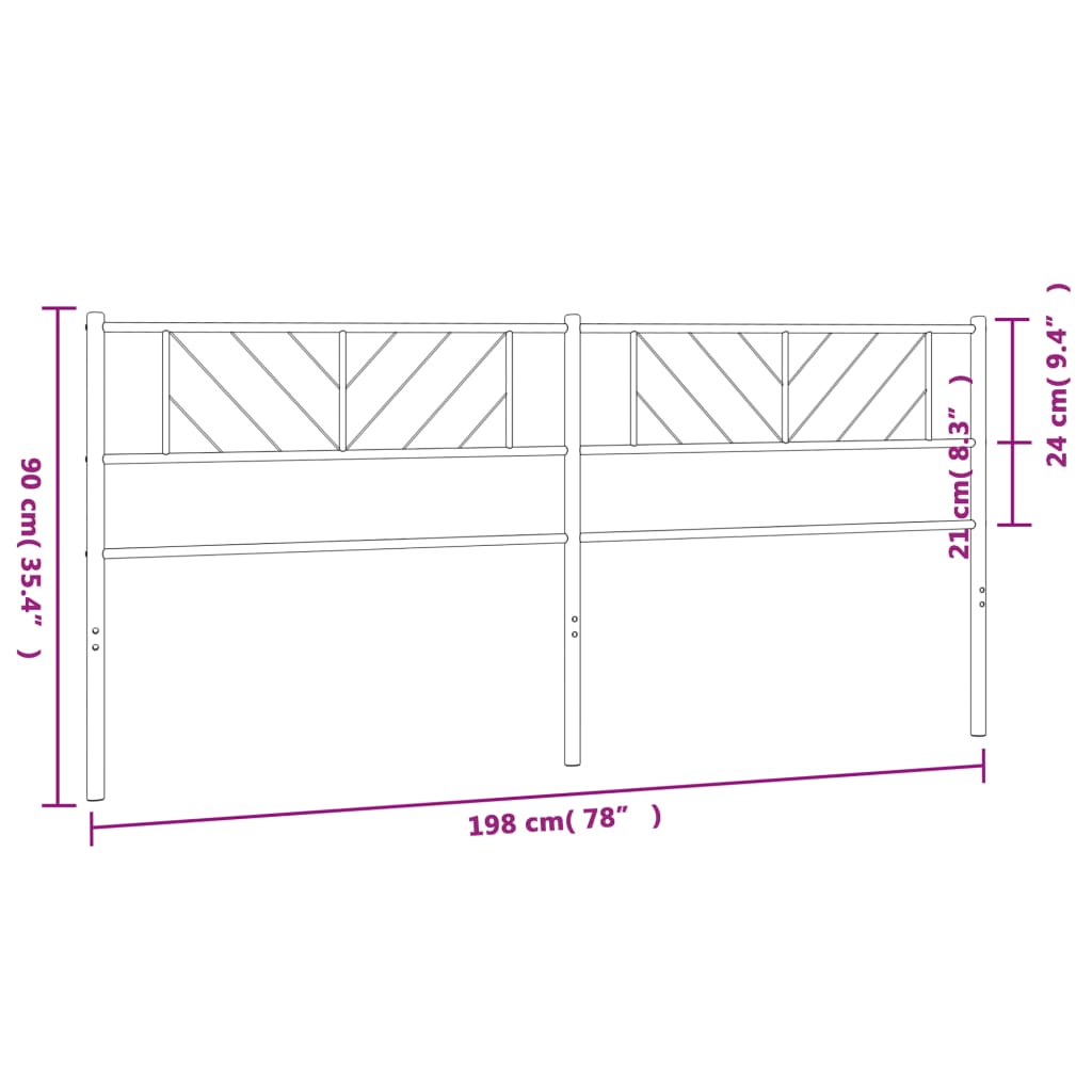 Hoofdbord 193 Cm Metaal Zwart