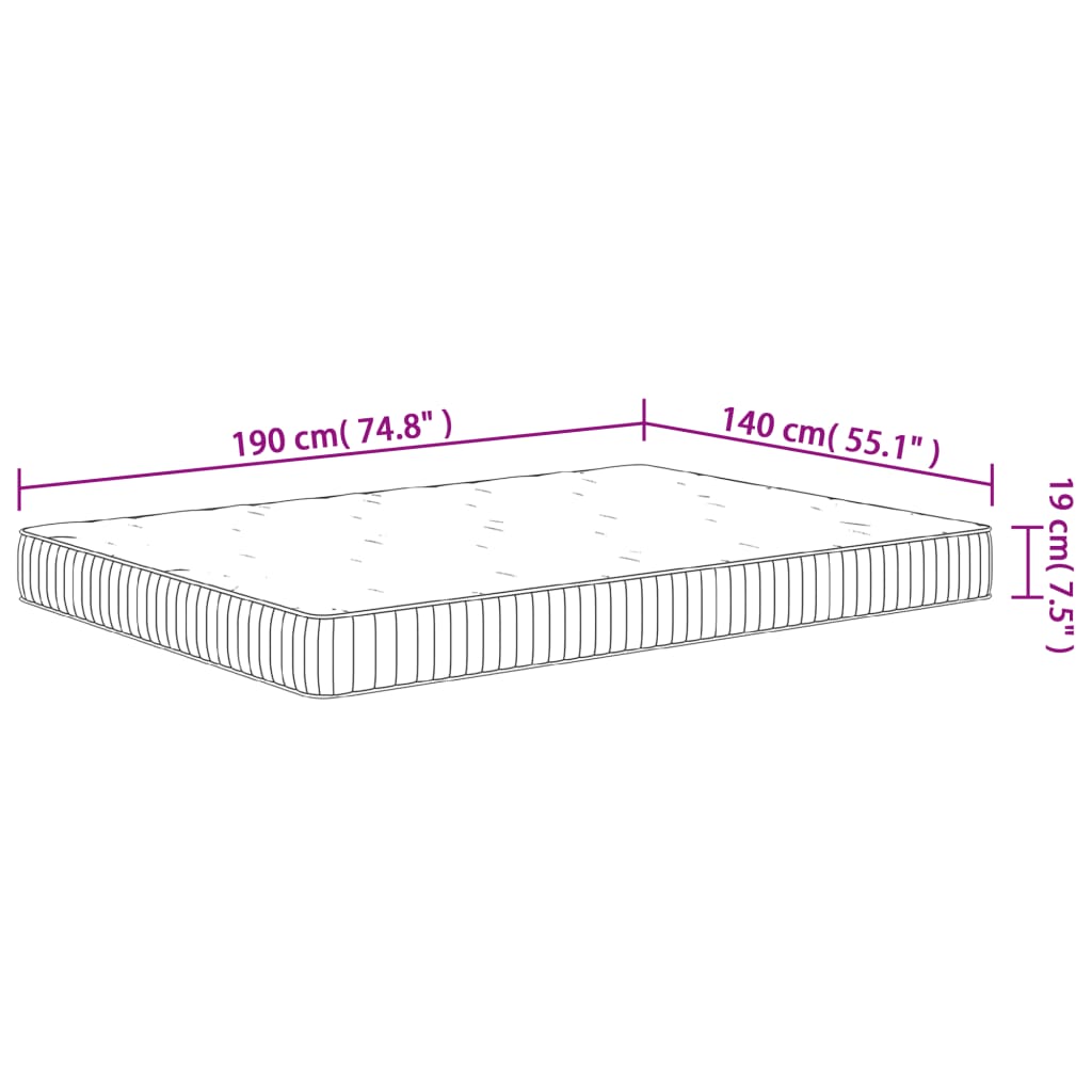 Pocketveringmatras Middelhard 140 x 190 cm