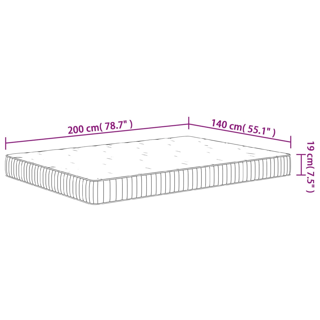 Pocketveringmatras Middelhard 140 x 200 cm