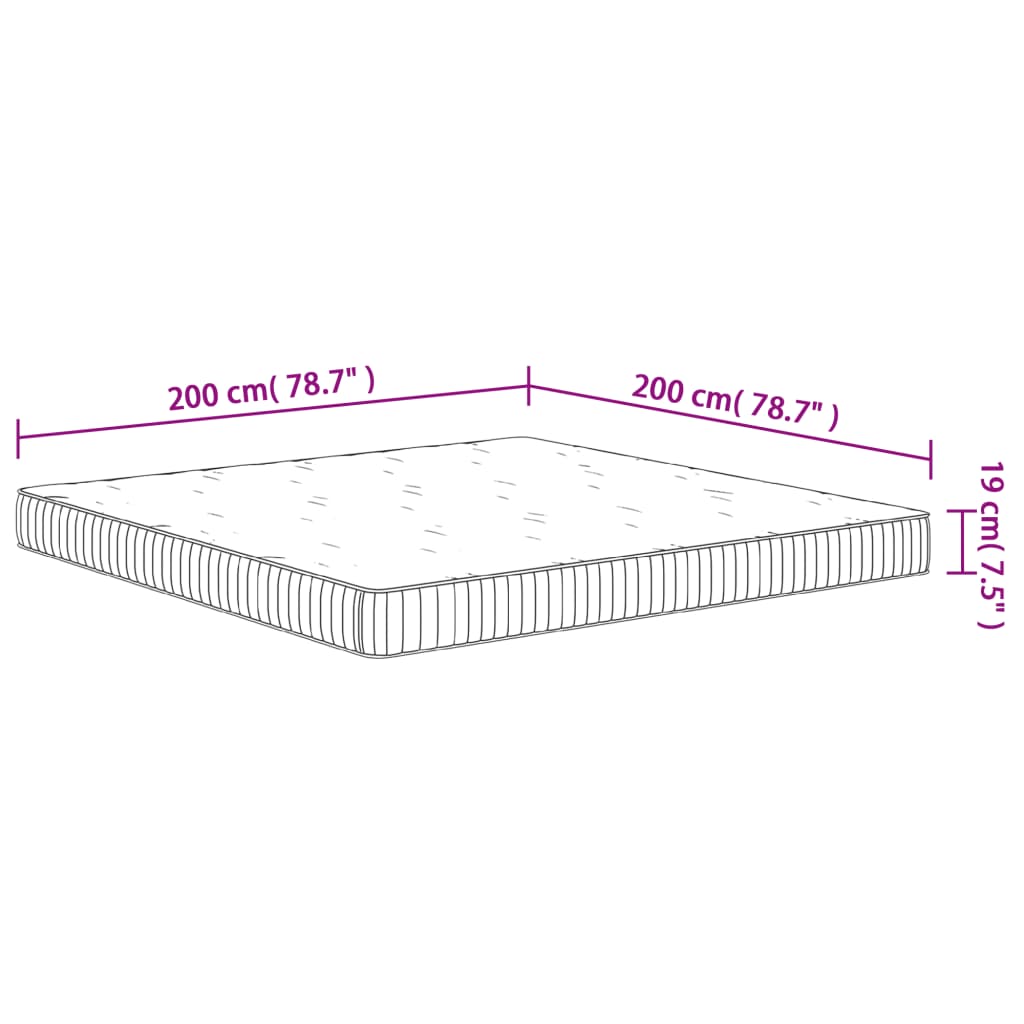 Pocketveringmatras Middelhard 200 x 200 cm