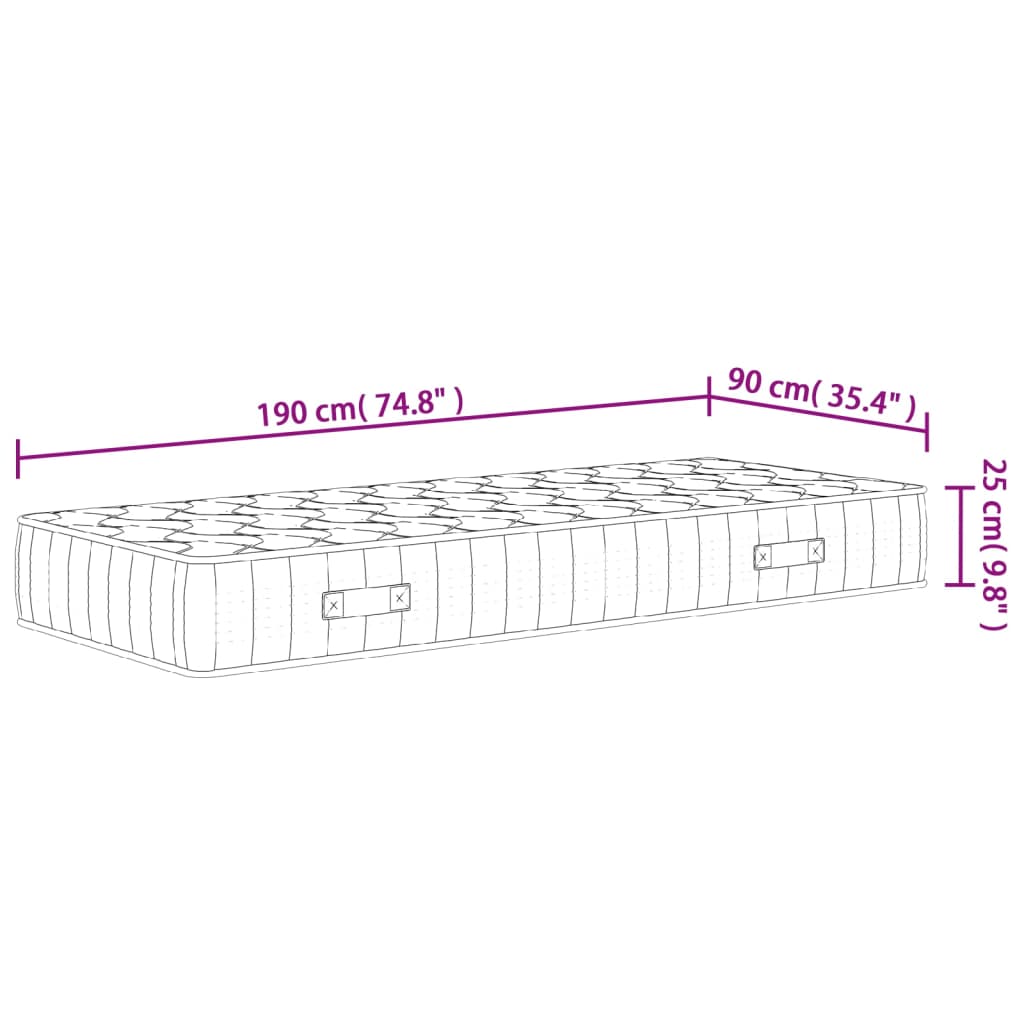 Pocketveringmatras Middelhard-Hard Single Size 90 x 190 cm