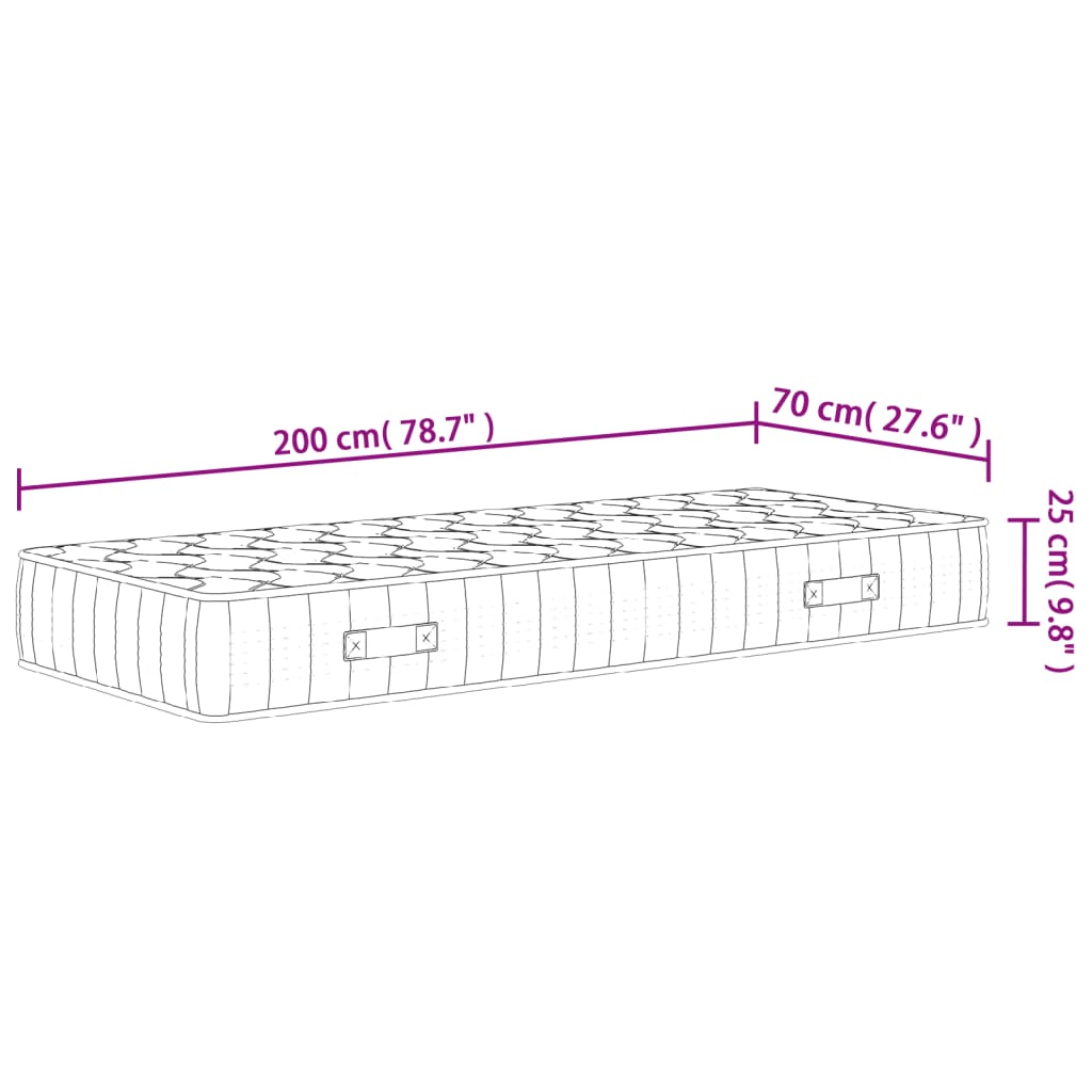 Pocketveringmatras Middelhard-Hard 70 x 200 cm