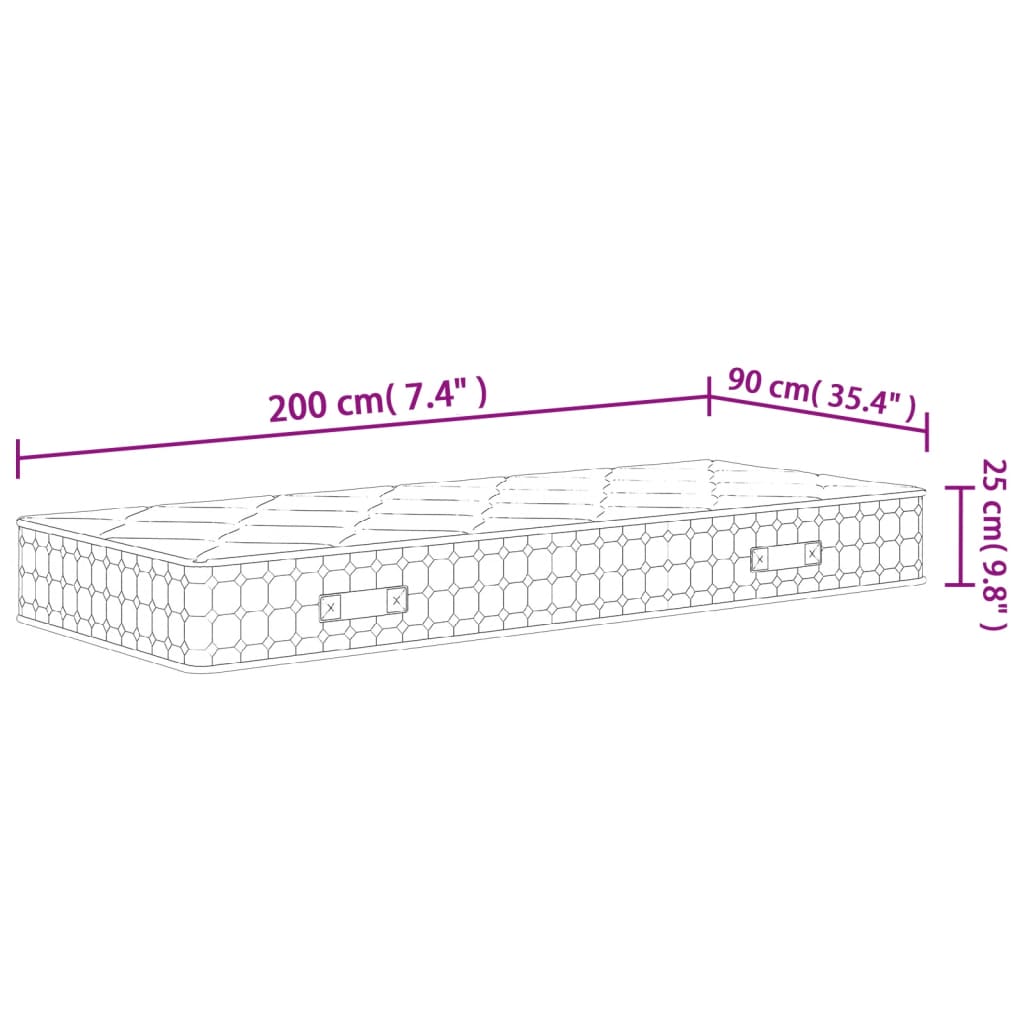 Pocketveringmatras Middelhard-Hard 90 x 200 cm