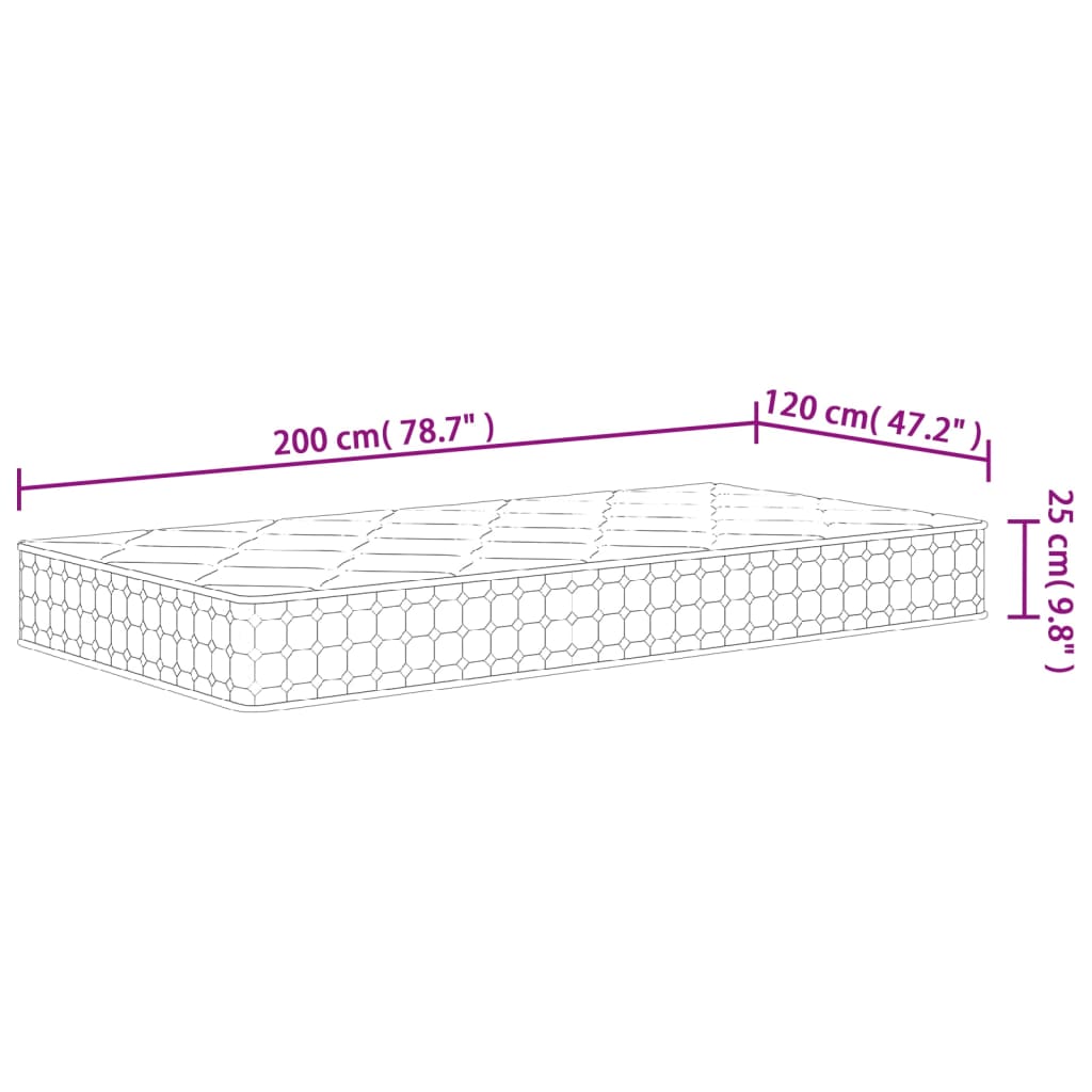 Pocketveringmatras Middelhard-Hard 120 x 200 cm