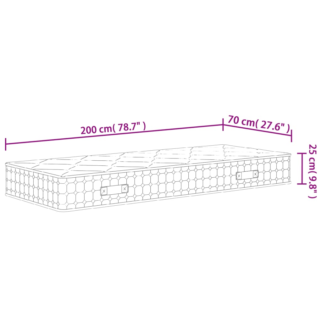 Pocketveringmatras Middelhard-Hard 70 x 200 cm