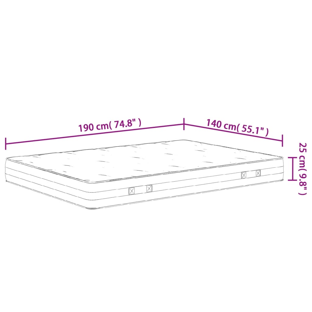 Pocketveringmatras Middelhard-Hard 140 x 190 cm