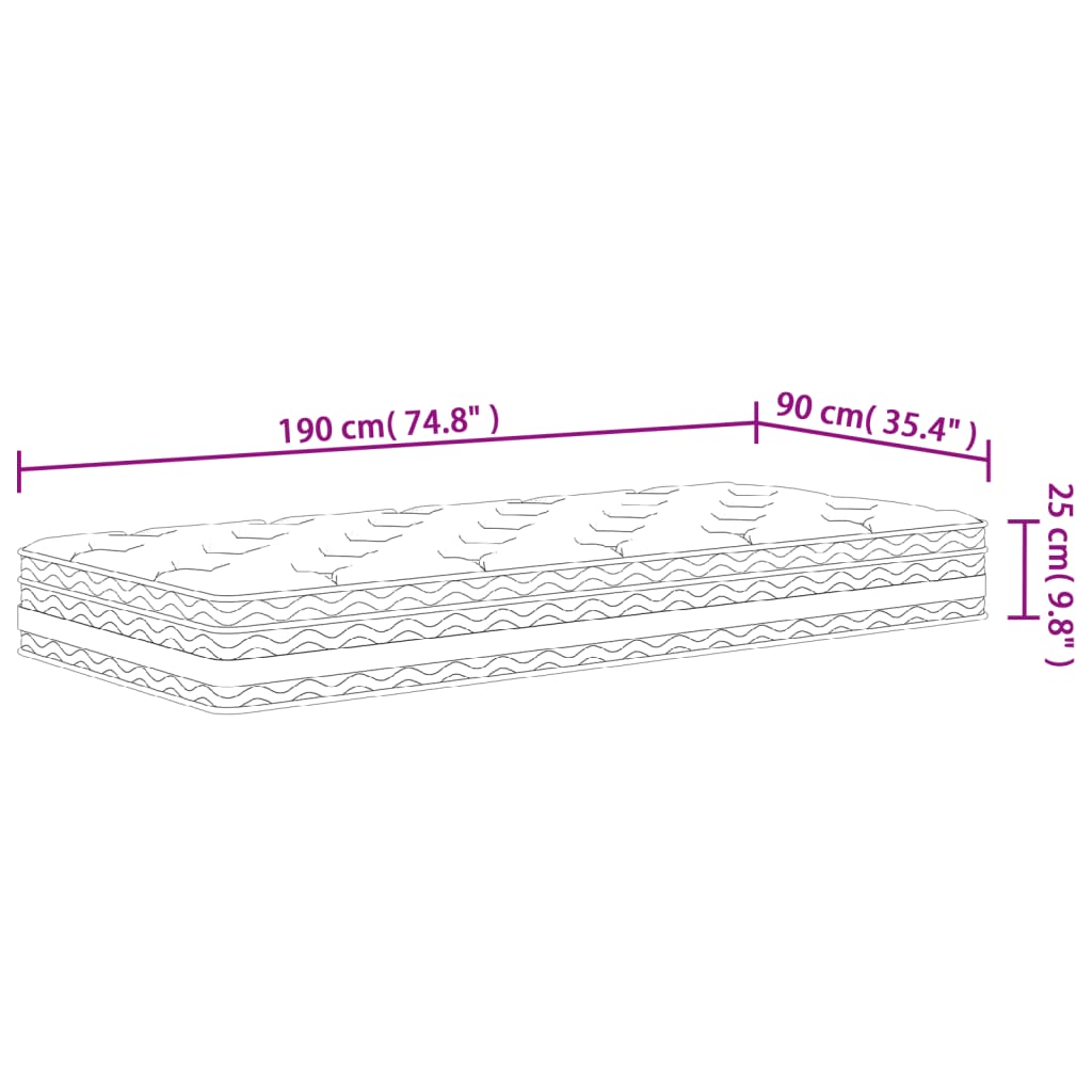 Pocketveringmatras Middelhard 90X200 Cm Superkingsize 90 x 190 cm